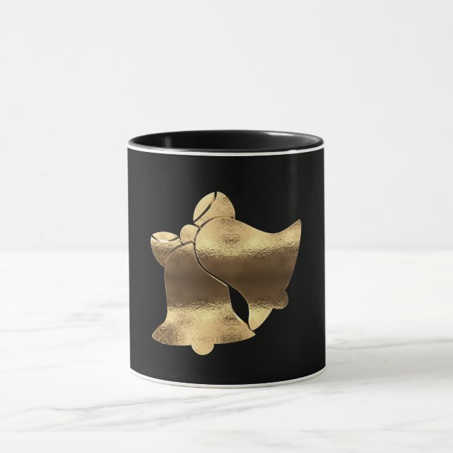 Taza Navidades campanan peluche elegante negro y dorado (Centro)