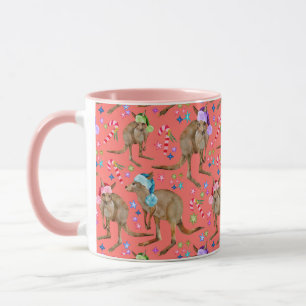 Taza Navidades canguro australianos rosados