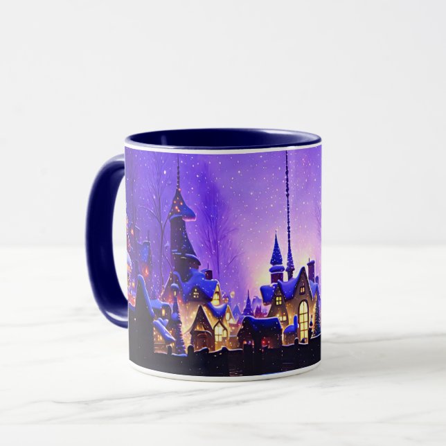 Taza Navidades caprichosos Village Purple Art Mug Cup (Anverso izquierdo)