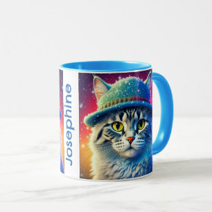 Taza Navidades Cat en un Gorra - nombre editable