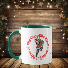 Taza Navidades Clásicos Retro Reindeo Tiempo Maravillos