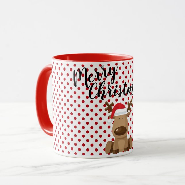 Taza Navidades Coffee Mug Reindeer Polka Dot Polkadot P (Anverso izquierdo)