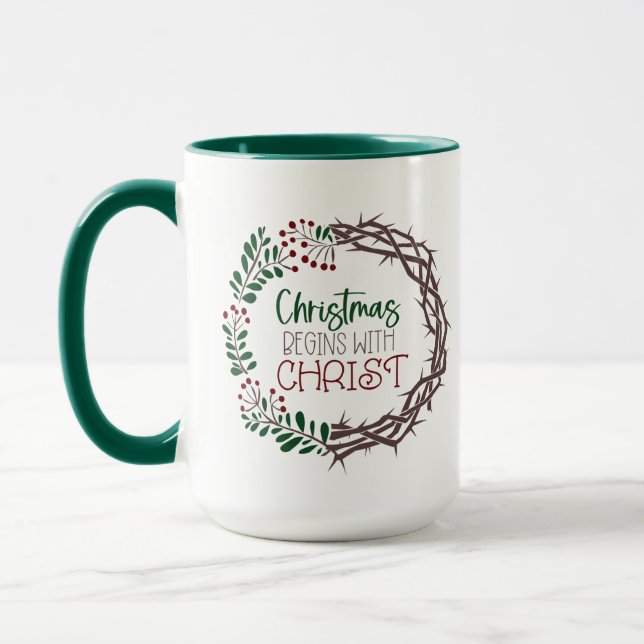Taza NAVIDADES COMIENZAN CON LA Escritura NAVIDEZ Verde (Izquierda)