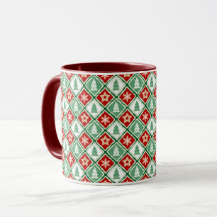 Taza Navidades con copos de nieve y árboles de Navidad