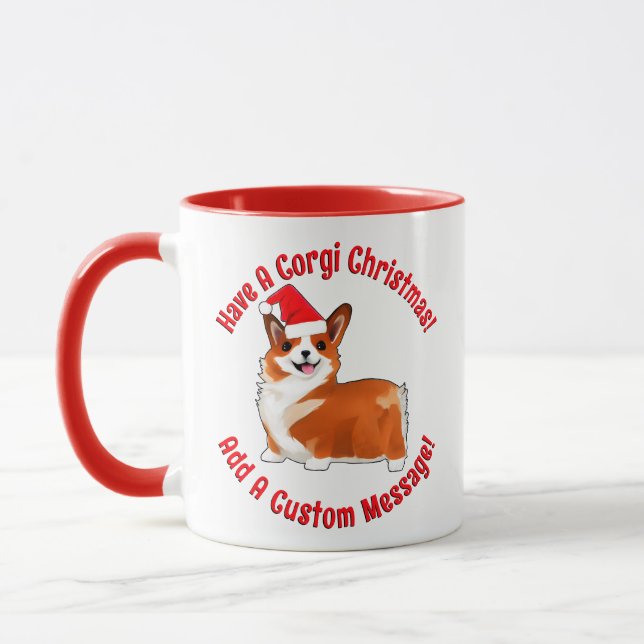 Taza Navidades Corgi Dog Con Santa Hat (Izquierda)