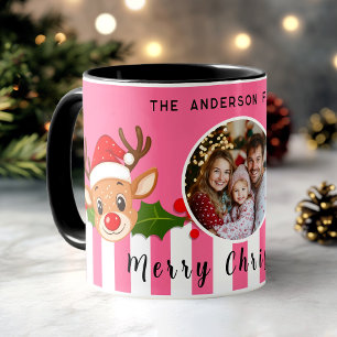 Taza Navidades cortan reno de Santa María y foto famili