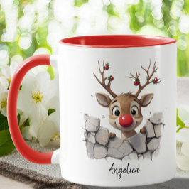 Taza Navidades cortos buscando reno Personalizado de na