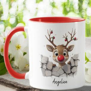 Taza Navidades cortos buscando reno Personalizado de na