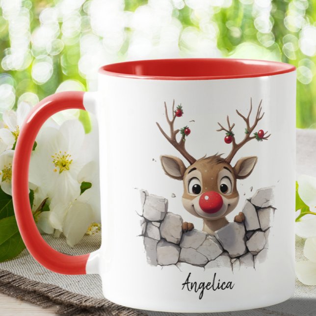Taza Navidades cortos buscando reno Personalizado de na (Subido por el creador)