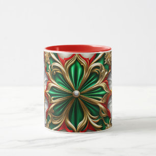Taza NAVIDADES ~ CRAZY CALIENTE 3D ~ Rojo, Verde y Oro