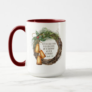 Taza Navidades cristianos Natividad Escritura Wreath Re