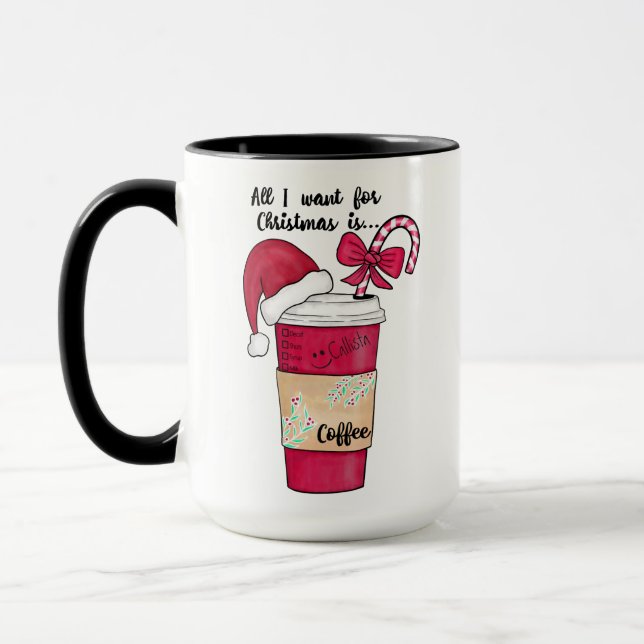 Taza Navidades Cute Red Santa Hat Coffee Candy Cane (Izquierda)
