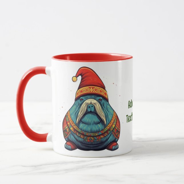 Taza Navidades Cute Santa Walrus Regalos Walrus Lover (Izquierda)