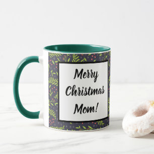 Taza Navidades Cypress Snowflakes Berries Flores rojas
