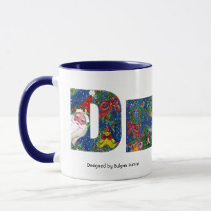 TAZA NAVIDADES D LETTER / SANTA RED RIBBON MONOGRAM