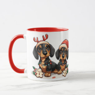 Taza Navidades Dachshund Dogs