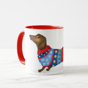 Taza Navidades dachshund mug