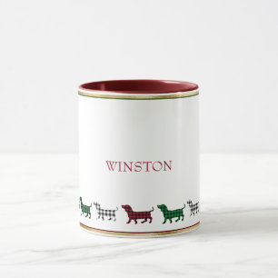 Taza Navidades Dachshund Perro Búfalo Minimalista