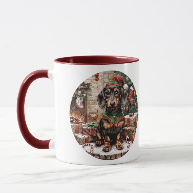Taza Navidades Dachshund Perros Elf (Izquierda)
