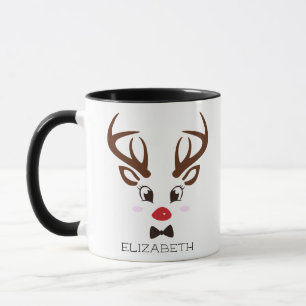 Taza Navidades dan a reno personalizado cara negra