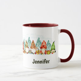 Taza Navidades de acuarela de Gnomes personalizados