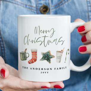 Taza Navidades de acuarela galletas beben caramelos