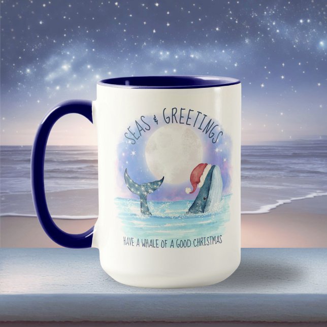 Taza Navidades de acuarela náutica del mar de Santa Bal (Subido por el creador)