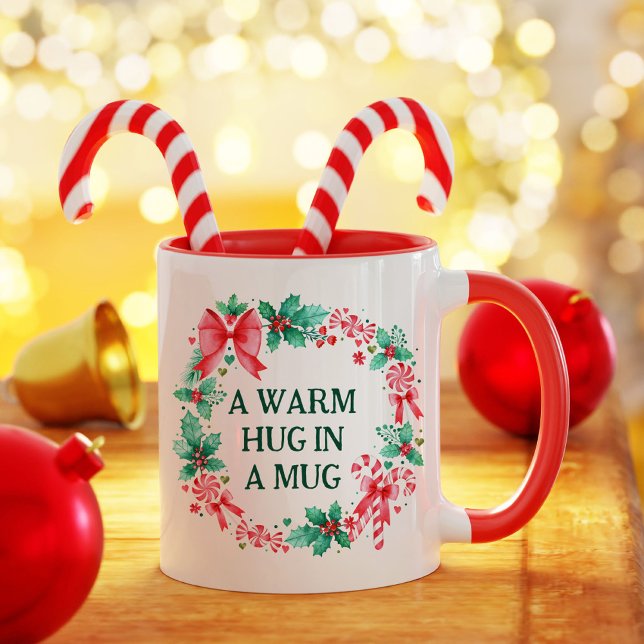 Taza Navidades de acuarela Wreath & Candy Canes Cita (Watercolor Christmas Wreath with Candy Canes Mug)