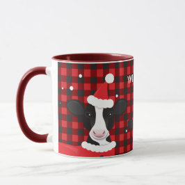 Taza Navidades de animales de la granja Cow Santa Red P