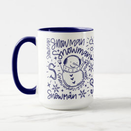 Taza Navidades de arte de palabras de Snowman