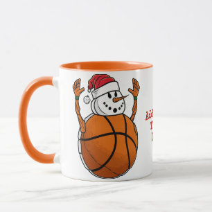 Taza Navidades de baloncesto Snowman Snowball Xmas