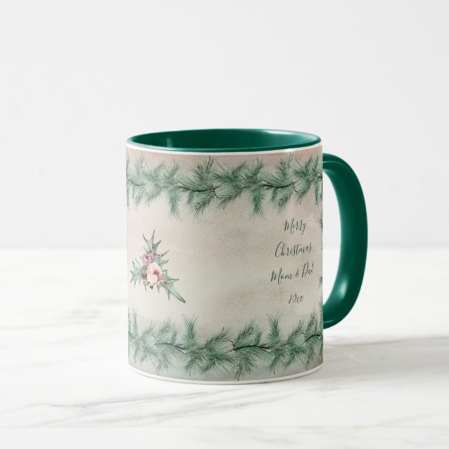 Taza Navidades de Borgoña Berry Holly Pine (Anverso derecho)