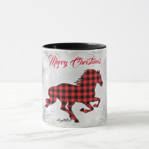 Taza Navidades De Caballos Rojos Y Negros