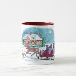 Taza Navidades de Caballos y Sleigh Antiguos
