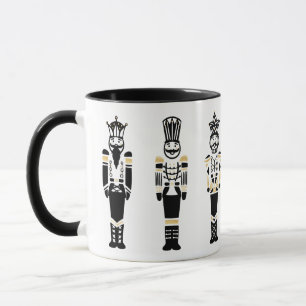 Taza Navidades de cazatalentos negros, blancos y dorado