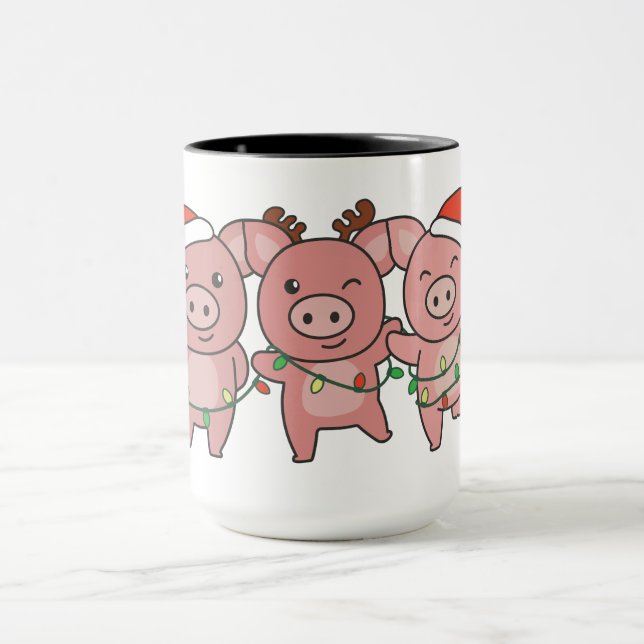 Taza Navidades de cerdo Navidades animales adoran cerdo (Centro)