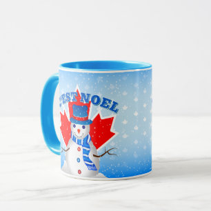 Taza Navidades de CEST NOEL Canadian Maple Leaf Snowman