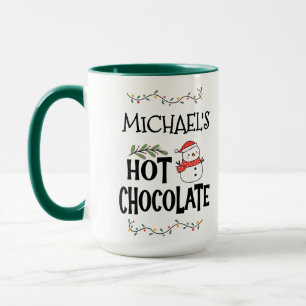 Taza Navidades de chocolate caliente Snowman y nombre p