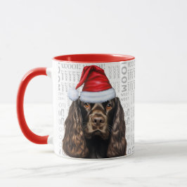Taza Navidades de Cocker Pardo Spaniel Dog Santa Woof
