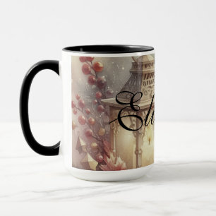 Taza Navidades de color de agua de época Linterna y orn