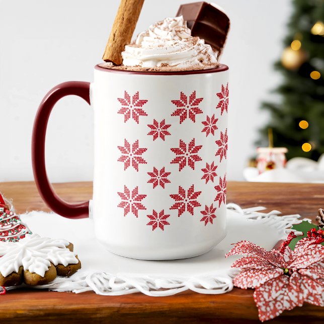 Taza Navidades de copos de nieve rojos (Subido por el creador)