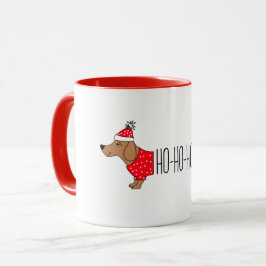 Taza Navidades de Dachshund Mug de dos tonos de 11 onza