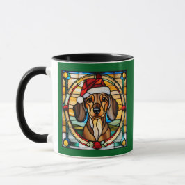 Taza Navidades de Dachshund Vidrio Manchado
