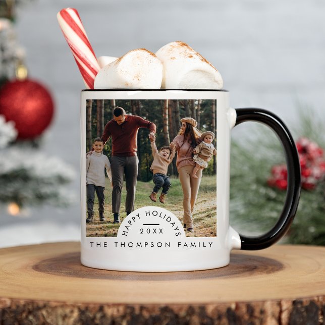 Taza Navidades de fotografía familiar minimalista moder (Subido por el creador)