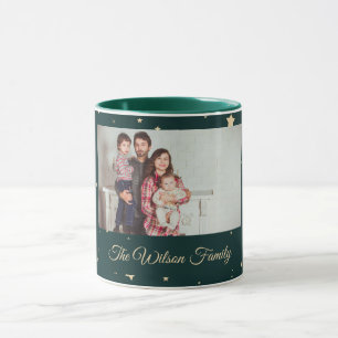 Taza Navidades de fotografía nocturna Green and Gold St