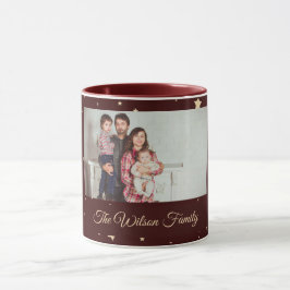 Taza Navidades de fotos nocturnas Red and Gold Starry