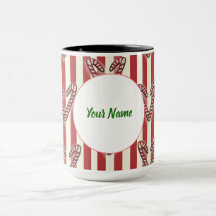 Taza Navidades de franjas rojas Lollipops Personalizado