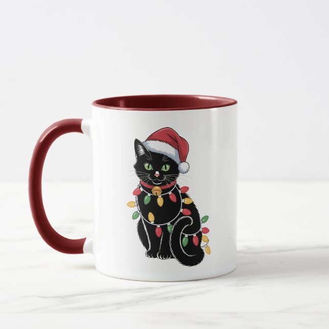 Taza Navidades de Gato Negro Amante Gatito Gatito Gato  (Izquierda)