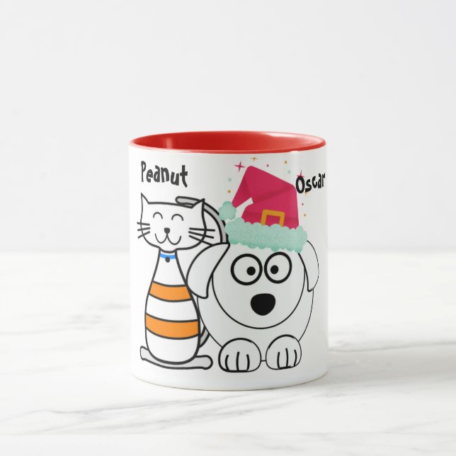 Taza Navidades de gato y perro Personalizados (Centro)