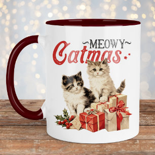 Taza Navidades de gatos Meowy de estilo vintage